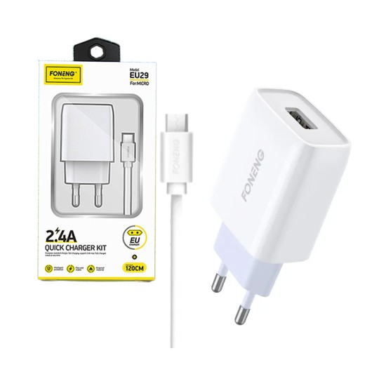 Foneng Fast Charger EU29 with Micro Cable 1USB 2.4A White